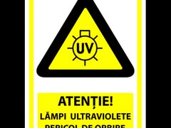 Indicator atentie lampi ultraviolete pericol de orbire