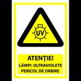 Indicator atentie lampi ultraviolete pericol de orbire